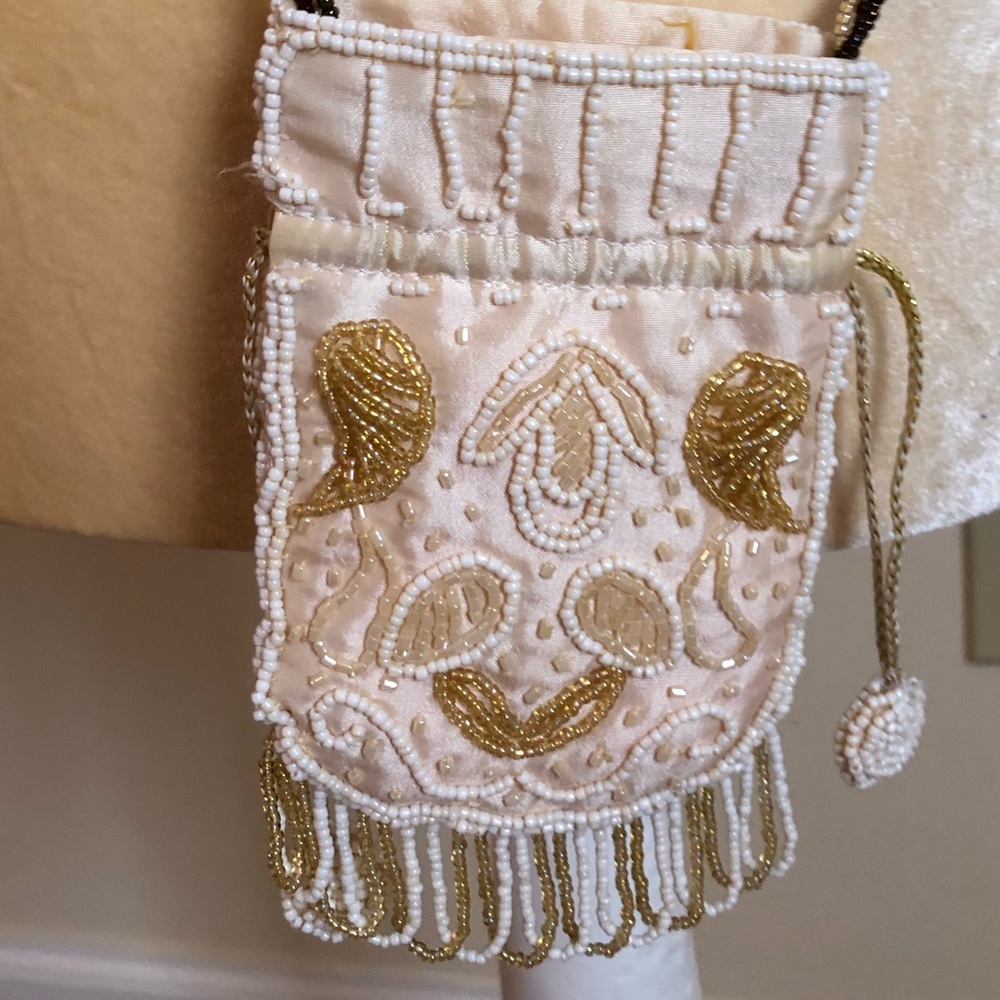 Vtg Art Deco Flapper Crossbody Beaded Drawstring
